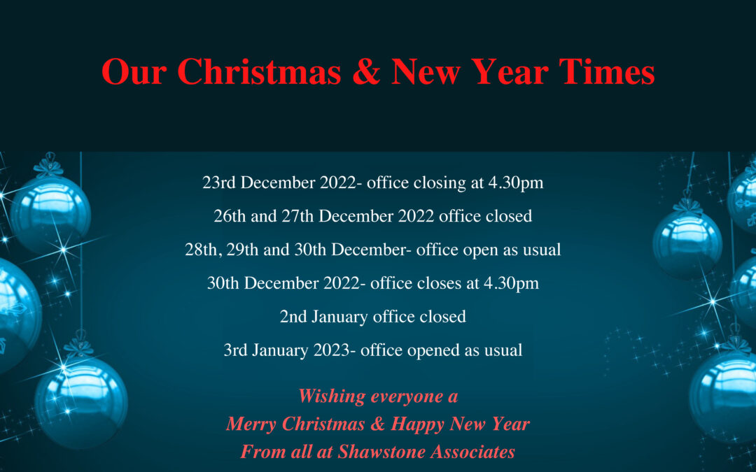 Please find our Christmas and New Year opening times.